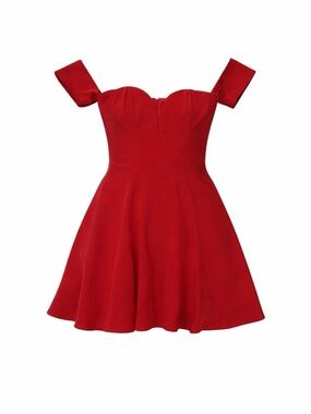 Stylestalker Mini Dress Red Off Shoulder Sweetheart Skater Large NWT